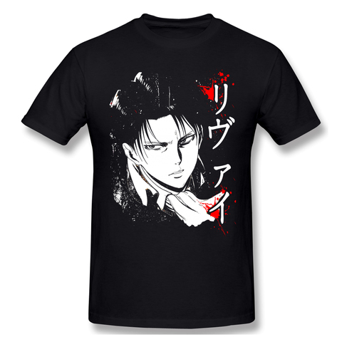 Camiseta de cuello redondo de alta calidad, camisetas de algodón 100, camiseta de la banda del capitán Levi, manga corta de anime japonés de ataque a los Titanes para verano/otoño ► Foto 1/6