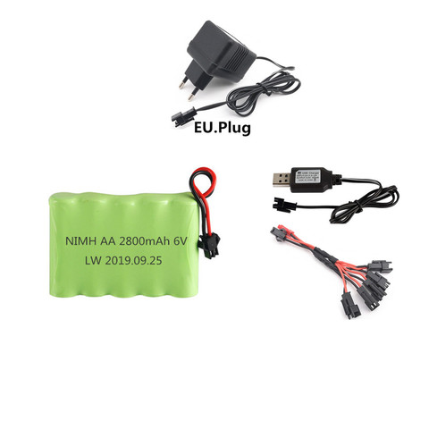 6v 2800mah NIMH batería + cargador de 6v para Rc de coches juguetes barcos tanques Robots camiones armas AA Ni-MH 6v Pack de batería recargable ► Foto 1/6