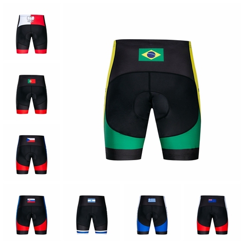 Pantalones cortos de ciclismo para hombre, ropa interior ajustada con relleno para bicicleta de montaña o carretera, color negro, Brasil, Israel y EE. UU., 2022 ► Foto 1/6