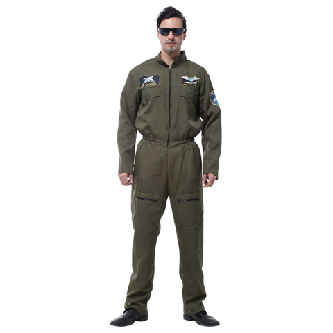 Disfraz de piloto de la Fuerza Aérea para hombre adulto, traje de Héroe de vuelo, conjunto de disfraz para fiesta de Halloween y Carnaval ► Foto 1/6