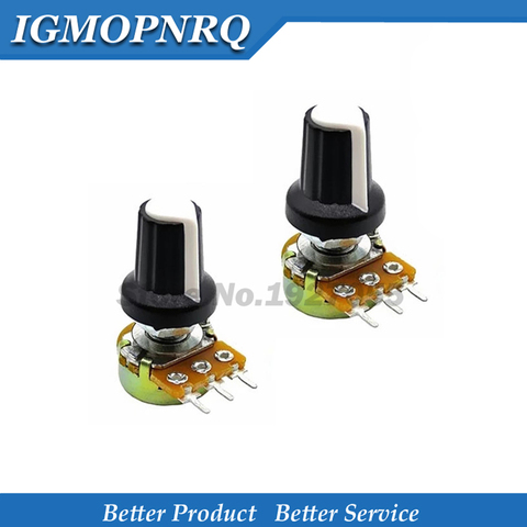 5 Sets WH148 1K 10K 20K 50K 100K 500K Ohm 15mm 3 Pin cono potenciómetro giratorio resistencia para Arduino con AG2 tapa blanca ► Foto 1/1