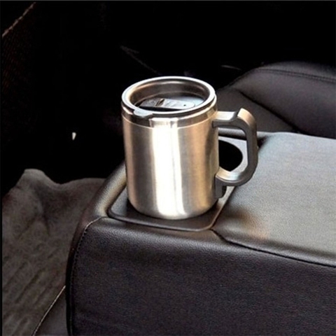 Taza calefactora para coche, hervidor de agua eléctrico de viaje de acero inoxidable, taza calefactora aislada de 12V ► Foto 1/6