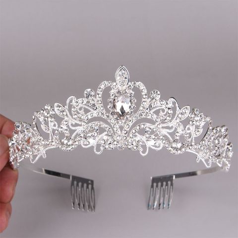 Corona de boda Cristal Diamantes de imitación corona de princesa con peine exquisita banda para la cabeza para las mujeres ► Foto 1/6
