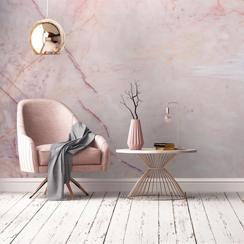 Papel tapiz con diseño de mármol y Piedra Rosa 3D para sala de estar, Mural de pared con foto personalizada, impermeable, moderno, para sala de estar, sofá y TV ► Foto 1/5