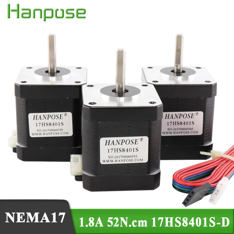 3 piezas 17HS8401S 4-plomo Nema17 Motor paso a paso 42 motor Nema 17 42 BYGH 1.8A motor con DuPont línea para impresora 3D ► Foto 1/1