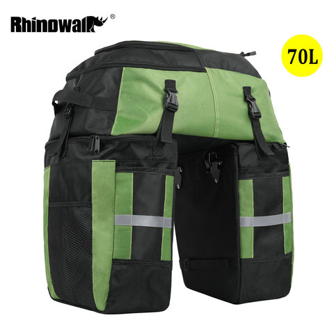 Rhinowalk-portaequipajes 3 en 1 para bicicleta, asiento trasero, bolsa para maletero, 70L, multifuncional, 3 colores con cubierta para lluvia ► Foto 1/6