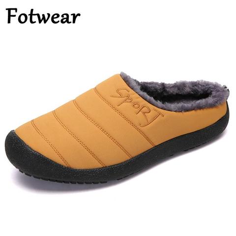 Zapatillas de casa con felpa gruesa para hombre, chanclas de piel de talla grande 48, cálidas para dormitorio, para invierno ► Foto 1/6