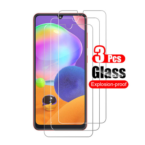 3pcs de cristal para samsung m31 protectora de cristal para samsung galaxy a12 a02s a42 a52 a72 a31 a21s a51 a71 m21 protectores de pantalla película ► Foto 1/6