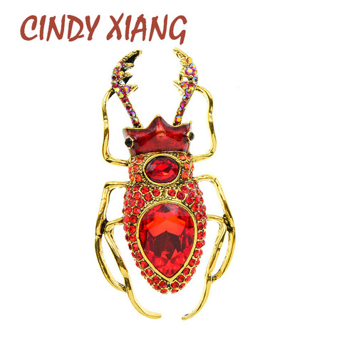 CINDY XIANG-broches de cristal de Escarabajo Grande para mujer, broche contra insectos Vintage a la moda, con diamantes de imitación, 4 colores disponibles ► Foto 1/6