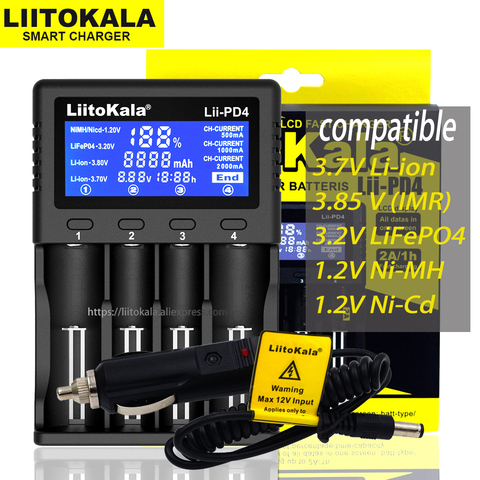 Liitokala Lii-PD4 PL4 PD2 18650 Li-ion de 3,7 V. cargador 1,2 V NiMH battery21700 18350 18500 AAA LiFePO43.2V 3,85 V cargador 26650 ► Foto 1/6