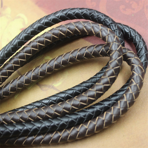 1m de longitud de 8mm redondo trenzado Cordón de cuero genuino negro marrón vaca cuero cuerdas cuerda pulsera hallazgos joyas DIY hacer ► Foto 1/3