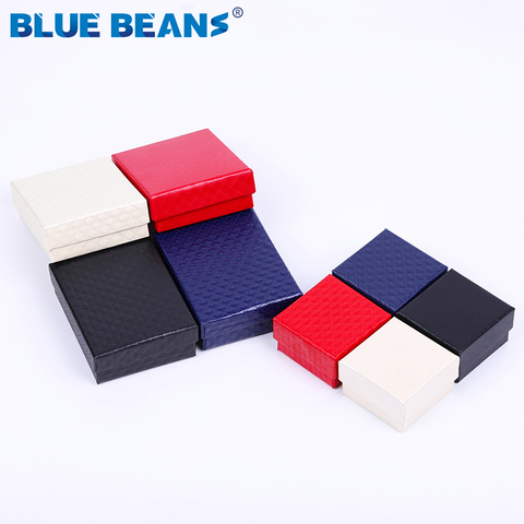 Caja organizadora de joyas cuadrada, anillo de compromiso para pendientes, collar, pulsera, caja expositora de regalo, soporte en negro, rojo, blanco y azul marino, 1 unidad ► Foto 1/6