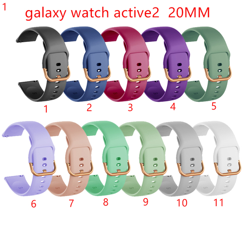 Correa de silicona de 20mm para Samsung Galaxy Watch, banda de reloj deportiva de 42mm Active 2, 40 y 44mm Gear S2, para Huami Amazfit ► Foto 1/6