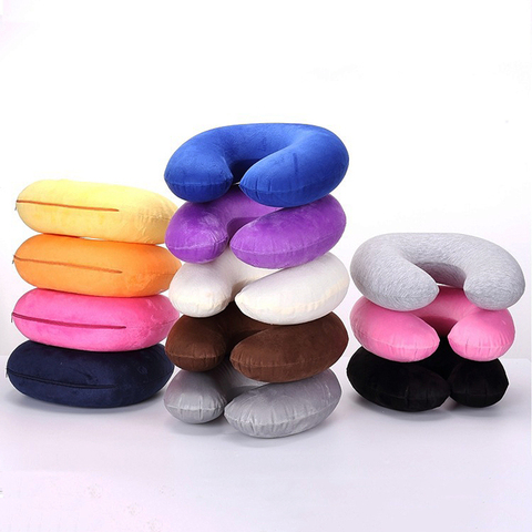 1PC Color al azar reposacabezas suave en forma de U almohada vuelo almohadas inflables de coche cojín de Enfermería de cojín apto para el cuello ► Foto 1/6