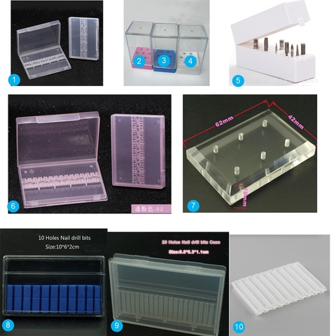 Caja de almacenamiento de plástico para pulir uñas, caja de plástico transparente para guardar cortadores para manicura, accesorios para uñas, 6, 7, 10, 14, 20 y 30 ranuras ► Foto 1/6