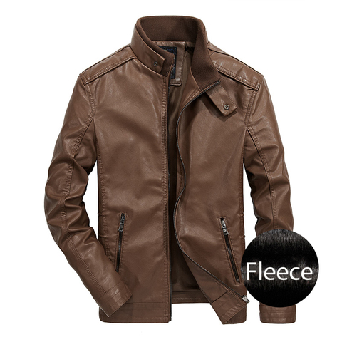 Chaqueta de cuero para hombre, chaqueta de piel sintética para motocicleta, chaqueta de cuero para hombre, abrigo de invierno para hombre, chaquetas cálidas de piel sintética, ZA243 ► Foto 1/6