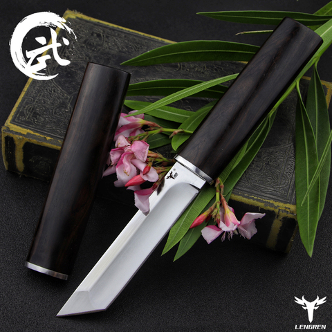 Cuchillo de acero con espejo japonés LENGREN D2, 58 60HRC, cuchillo afilado para caza y campamento con tratamiento térmico al vacío, serie (estilo Samurai) ► Foto 1/6