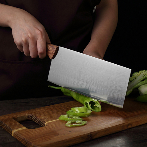 Cuchillos de cocina japoneses con mango de madera, para carne, frutas, verduras, pescado, carnicero, cuchillo chino de carbono ► Foto 1/6