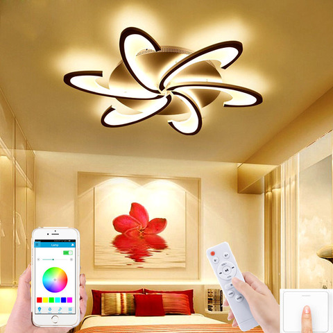 Directo de fábrica nórdico moderno minimalista Sala dormitorio lámpara de techo LED de molino de viento lámpara de hotel APP inteligente lámpara de techo ► Foto 1/6