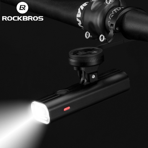 Faro de bicicleta ROCKBROS 400LM con soporte de montaje IPX4, linterna de bicicleta recargable USB, Combo de soporte frontal ► Foto 1/6