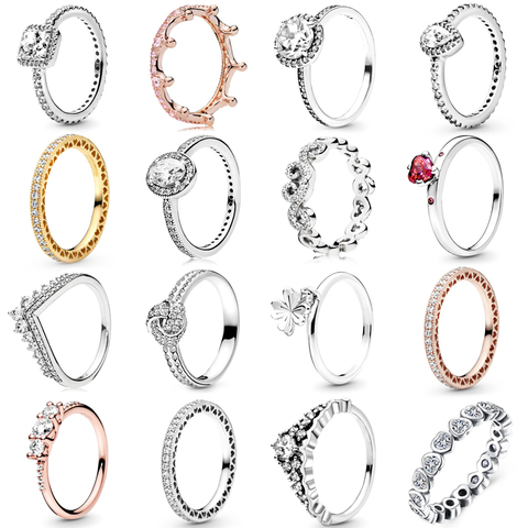 Octbyna-Anillo de circonia cúbica brillante para mujer y niña, Anillos de marca de boda, joyería de compromiso ► Foto 1/6
