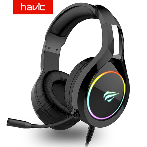 HAVIT-Auriculares gaming para PC, con USB de 3,5mm y cable para XBOX y PS4, con controlador de 50 mm, sonido envolvente, micrófono HD, para ordenador portátil ► Foto 1/6