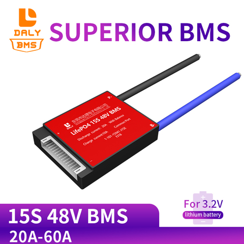 Daly 3,2 V 48v 48V LifePo4 15S bms 48V 20A 30A 40A 60A PCM 18650 Placa de protección de batería BMS con equilibrada Módulo de batería de litio ► Foto 1/6