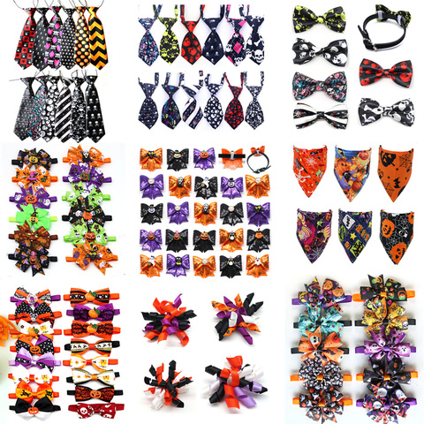 50 Uds. De accesorios de Halloween para perro, Bandana con lazo para mascotas, perro pequeño de calabaza, pavo, productos de aseo para perros grandes ► Foto 1/6