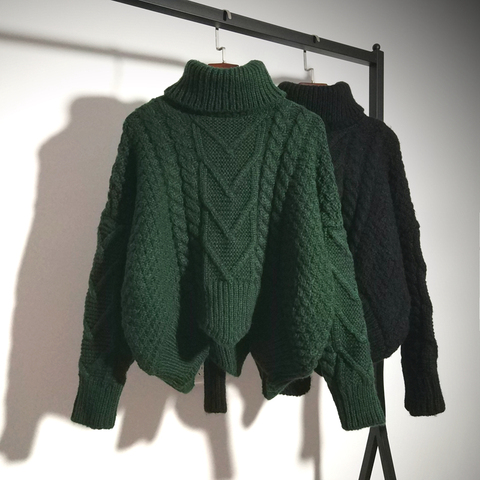 Suéteres de cuello alto para mujer, Jersey de punto grueso y cálido para Navidad, otoño 2022 ► Foto 1/6