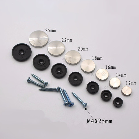 100 unids/lote tapa de acero inoxidable de 12mm de diámetro, tornillos decorativos para espejo, espejo de exhibición ► Foto 1/4