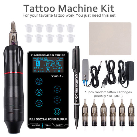 Kit de máquina de tatuaje profesional para tatuar, máquina para tatuar con pantalla táctil LCD, cartuchos de alimentación para artistas principiantes ► Foto 1/6