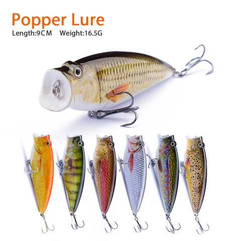 Señuelo de pesca Popper Topwater, aparejo de pesca de plástico con flotador, Crankbait, 90mm/2022g, gran oferta, 18,5 ► Foto 1/6