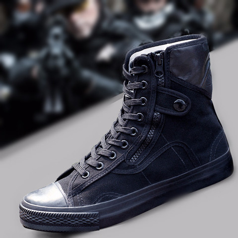 Zapatos de seguridad a la moda militar para Hombre, calzado protector de trabajo, botas de entrenamiento antideslizantes, transpirables, G01-42, color negro, 2022 ► Foto 1/6
