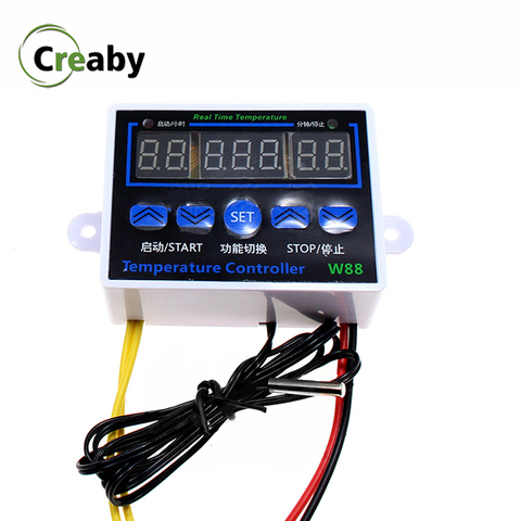 Controlador de temperatura Digital LED W88, 12V, 220V, termostato, Sensor NTC, termorregulador, incubadora, Control de enfriamiento de calefacción ► Foto 1/6