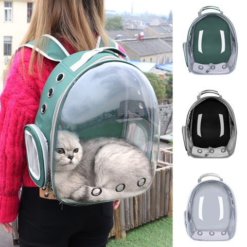 Bolsa de transporte portátil para gatos, mochila para perro y gato, pequeña, transpirable, para mascotas, espacio de viaje al aire libre, mochila transparente para mascotas ► Foto 1/6