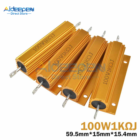 100 W/50 W de aluminio de carcasa de Metal bobinado resistencia 0,1-1 K 0,1, 0,5 1, 1,5, 2, 3, 4, 5, 6 8 10 12 15 20 22 30 33 50 100 1K ohm ► Foto 1/6