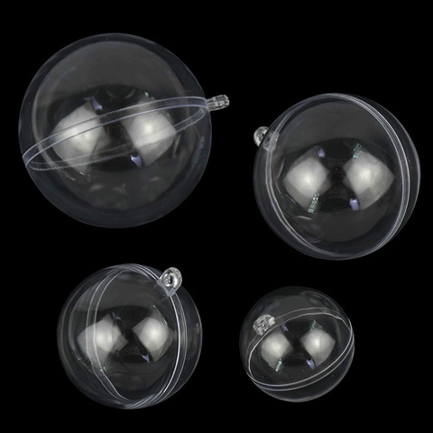 Bolas de adorno rellenables de plástico transparente, 5 pares, para Navidad, boda, paquete para regalos de fiestas, cajas, decoración del hogar, adorno de bola rellenable ► Foto 1/6