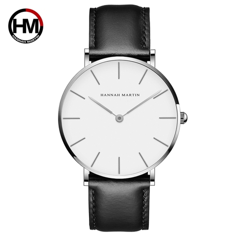 Dropshipping de Alta Calidad de Oro Rosa Dial Reloj de Los Hombres de Cuero Impermeable Reloj Vestido de Las Mujeres de Moda Del Cuarzo de Japón Movimiento Saat ► Foto 1/5