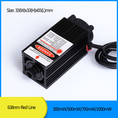 Módulo de diodo láser rojo de alta potencia, 300mW, 500mW, 700mW, 1000mW, con ventilador de refrigeración (libre con soporte y adaptador), 638nm ► Foto 1/5