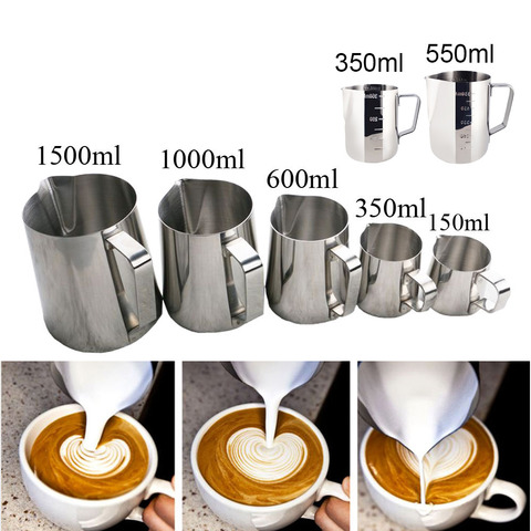 Nuevo 150/350/550/1000ML café de Café de acero inoxidable jarra de flores té espuma jarra para leche y Latte para la cocina casa jarra ► Foto 1/6