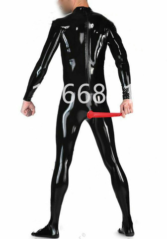 Catsuit de látex hecho a mano para hombre, mono con calcetines y condón anal, ropa de fiesta, condón con culo ► Foto 1/2