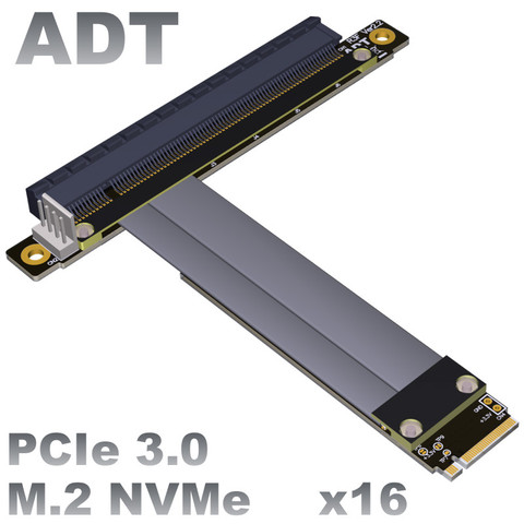 Convertidor M2 NGFF NVMe a tarjeta gráfica PCIE x16 adaptador incorporado M.2 mkey Tarjeta de extensión pci-e 16x Cable plano Flexible ► Foto 1/5