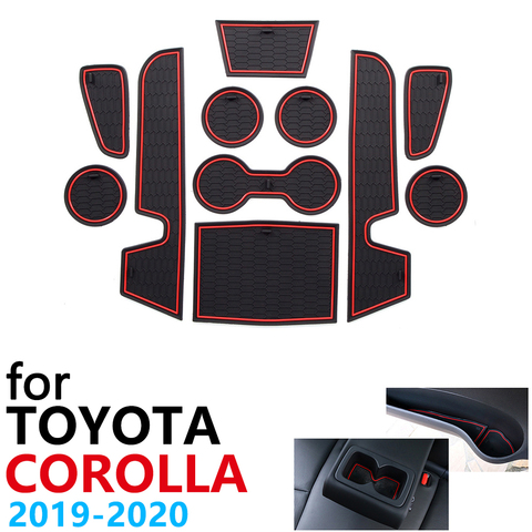 Antideslizante de caucho taza cojín esteras con surcos para puerta para Toyota Corolla E210 210, 2022, 2022, 2022 pegatinas de coche para teléfono ► Foto 1/6