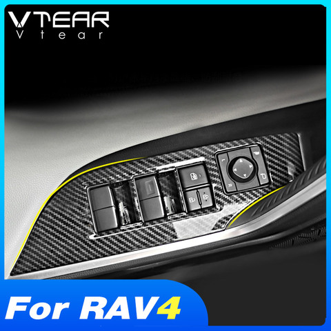 Vtear-Panel de interruptor de elevación de cristal para ventana de coche, reposabrazos, decoración, cubierta embellecedora, para Toyota Rav4 2022 ► Foto 1/6