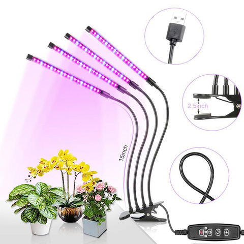 Luz LED de espectro completo para cultivo, lámpara de escritorio de 5V de CC, USB, lámpara de crecimiento de plantas para flores vegetales de interior, fitolampy suculenta ► Foto 1/6