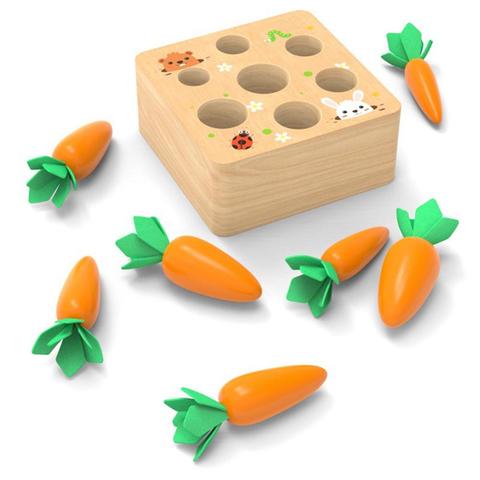 Juego de bloques de madera Montessori para chico juego de zanahoria, habilidad cognitiva, juguete divertido interactivo, juguete para regalo para chico ► Foto 1/6