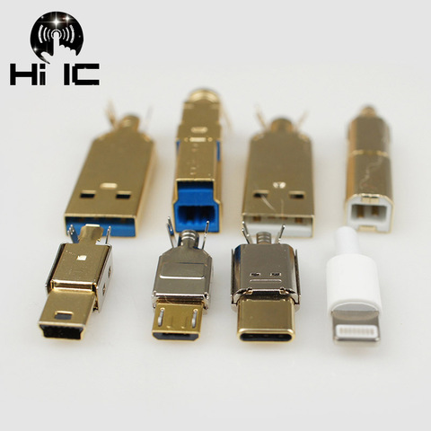 Chapado en oro tipo un tipo B Tipo C USB A USB B USB3.0 B Mini USB Micro USB conector de cola Sockect Puerto conector Sockect ► Foto 1/6