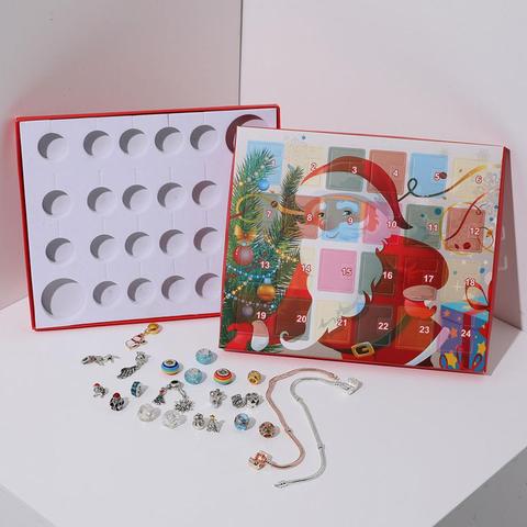 Behogar-Calendario de cuenta regresiva de Adviento de Navidad, conjunto de cuentas, pulsera, caja sorpresa para niñas, regalos de navidad ► Foto 1/6