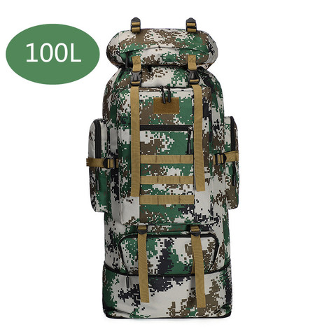 Bolsa de ejército de Mochila Táctica Militar para hombre, bolsa de senderismo al aire libre, Camping, escalada, Trekking, deportes de montaña, 100l ► Foto 1/6