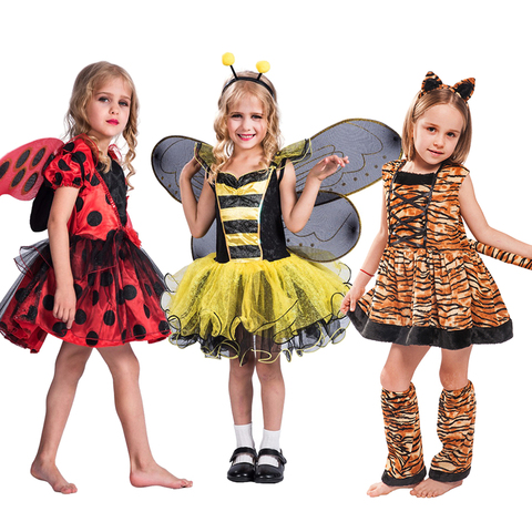 Disfraz de Halloween para niños, disfraz de Animal, Tigre, leopardo, abeja, unicornio, tutú, disfraz de Navidad para niñas, disfraz de Carnaval Purim ► Foto 1/6